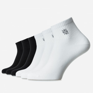 Set 6 perechi șosete sport albe și negre cu model din bumbac pieptănat, pentru femei