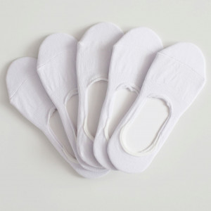 Set 5 perechi Șosete invizibile tip balerini albe din bumbac, Colecția Basic