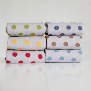 Set 6 perechi Șosete gri cu buline medii multicolor