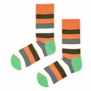 Sosete vesele cu model Just Stripes - Orange