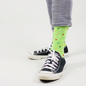 Șosete vesele cu model Small Dots - Bright Green