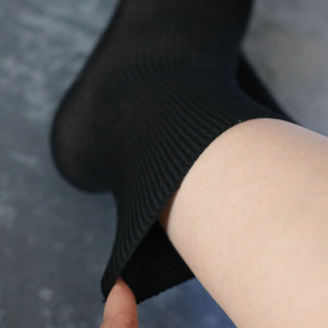 Set 5 perechi Șosete reiate fără presiune negre 100% bumbac tratat antibacterian, pentru femei