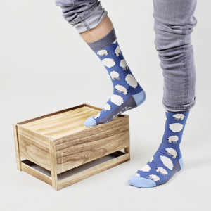 Șosete vesele cu model Flying Rams - Dark Blue