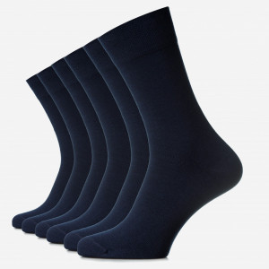 Set 6 perechi șosete clasice bleumarin din bumbac pieptănat, pentru bărbați