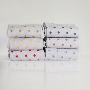 Set 6 perechi Șosete gri cu buline mici multicolor