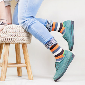 Sosete vesele cu model Just Stripes - Orange