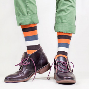 Sosete vesele cu model Just Stripes - Orange