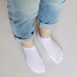 Set 5 perechi Sosete foarte scurte albe tip talpici cu tricot respirabil