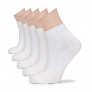 Set 5 perechi Șosete scurte albe din bumbac, Colecția Basic
