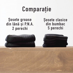 Set 6 perechi Șosete groase negre din lână și PNA