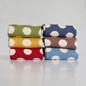 Set 6 perechi Șosete multicolor cu buline mari