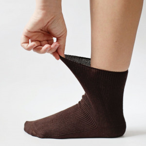 Set 5 perechi Șosete reiate fără presiune maro 100% bumbac, pentru femei