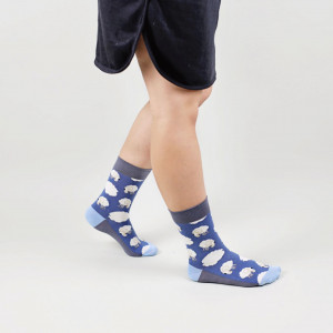 Șosete vesele cu model Flying Rams - Dark Blue