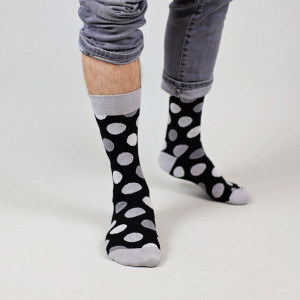 Șosete vesele cu model Huge Dots - Black & White