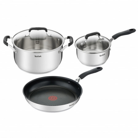 Set de oale din inox Tefal Cook & Cool G7155S14, 5 piese, inductie, interior gradat