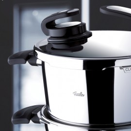 Set oala + tigaie (cratita) sub presiune Fissler VitaVit Edition, capacitate 6 + 2.5 litri, diametru 22 cm, inductie