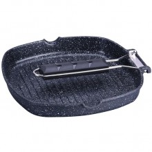 Tigaie grill cu interior marmorat Kinghoff, diametru 28 x 28 cm, maner rabatabil, inductie