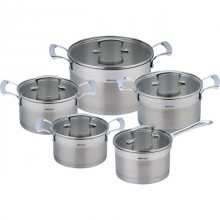 Set de oale din inox KingHoff KH-1203, 10 piese, inductie, capac, incalzire rapida