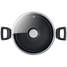 Cratita cu capac TEFAL Unlimited G2554672, Thermo-Signal, Thermo-Fusion, invelis antiaderent din titan,5.2l, 24cm, aluminiu, negru