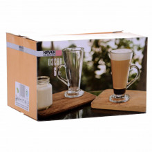 Set 6 pahare din sticla pentru caffe latte Oskar Kaveh, capacitate 200 ml