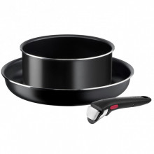 Set vase Tefal Ingenio Easy Cook & Clean L1539243, 3 piese, 20-28cm, aluminiu, negru