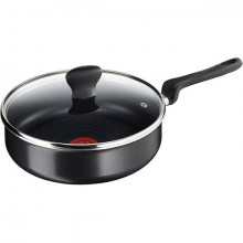 Tigaie adanca cu interior anti-aderent Tefal Cook Right, diametru 24 cm, capac