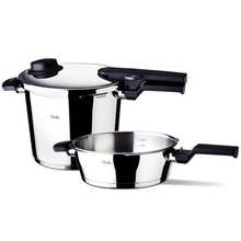 Set oala + tigaie (cratita) sub presiune Fissler VitaVit Comfort, capacitate 6 + 2.5 litri, diametru 22 cm, inductie