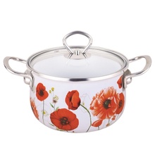Oala emailata din otel carbon KingHoff, capacitate 6 litri, diametru 24 cm, inductie, capac