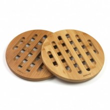 Set 2 suporturi pentru vase fierbinti KingHoff KH-1215, material bambus, forma rotunda