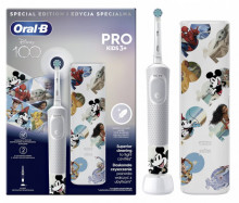 Periuta de dinti electrica pentru copii Oral-B Vitality Pro Kids Mickey 100 pentru copii, Curatare 2D, 2 programe, 1 capat, 4 autocolante, +3 ani, Alb