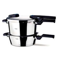 Set oala + tigaie (cratita) sub presiune Fissler Vitaquick, capacitate 6 + 2.5 Litri, diametru 22 cm, inductie