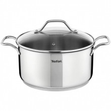 Oala inox cu capac Tefal Intuition, diametru 20 cm, capacitate 2.9 litri, inductie, interior gradat