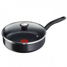 Capac din sticla termorezistenta Tefal, diametru 24 cm, maner bachelita