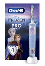 Periuta de dinti electrica Oral-B Pro Kids Frozen pentru copii, Curatare 2D, 2 programe, 1 capat, 4 autocolante, pentru 3+ ani, Albastru