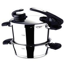 Set oala + tigaie (cratita) sub presiune Fissler VitaVit Edition, capacitate 6 + 2.5 litri, diametru 22 cm, inductie