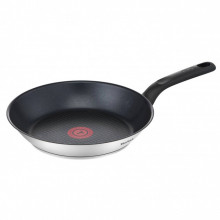 Tigaie inox cu interior anti-aderent Tefal Duetto, diametru 24 cm, maner ebonita, inductie