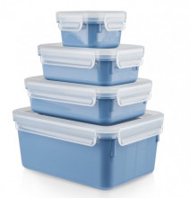 Set de caserole Tefal MasterSeal Colour Edition, fara BPA, albastru