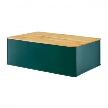 Cutie paine Ambition Scandi, verde, capac bambus, 30 x 22 x 11 cm