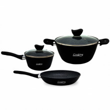 Set de oale cu interior marmorat Heinner Madeira, 5 piese, capace sticla