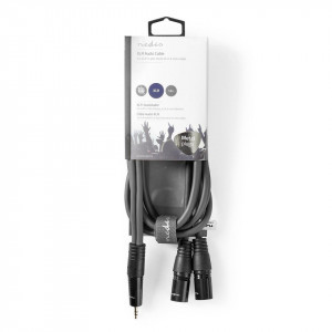 Cablu audio jack 3.5 mm stereo -2x XLR 3-Pin tata 1.5m gri
