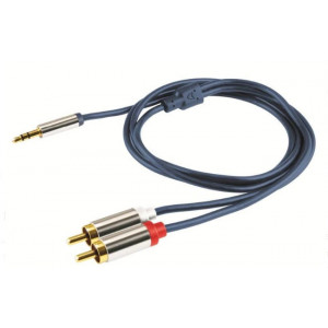 Cablu audio, mufă stereo jack metalic 3,5 mm - 2 prize metalice RCA 1 M