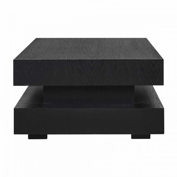 Masuta de cafea dreptunghiulara din stejar cu spatiu de depozitare Oakura 43x150x80 cm neagra