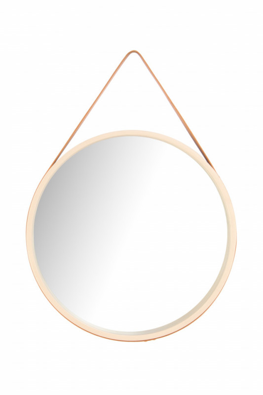 Oglinda rotunda cu rama din MDF crem/maro Ultima, 3,5-7,5cm (L / D) x 49,5cm (W) x 49,5cm (H)