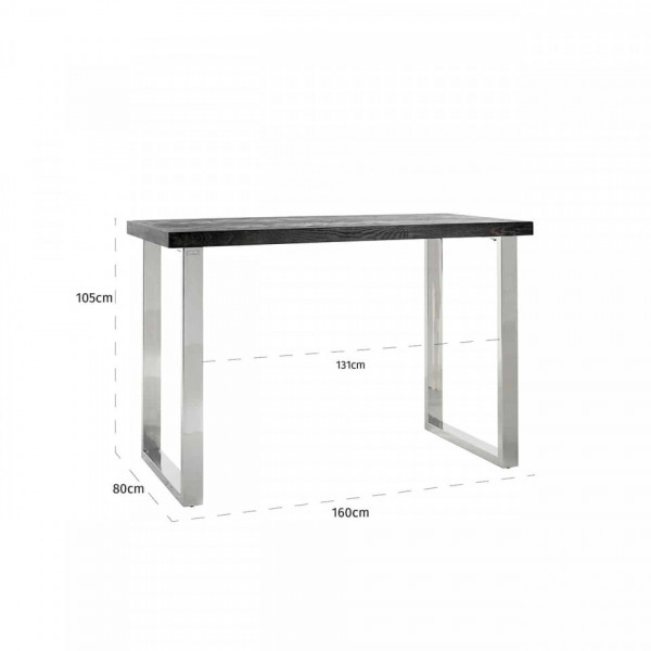 Masa de bar dreptunghiulara din lemn de stejar Blackbone 105x160x80 cm gri/argintiu