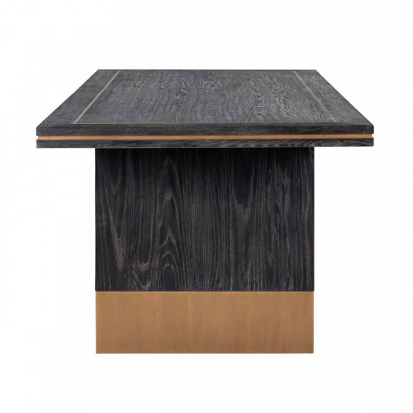 Masa dreptunghiulara cu blat din lemn de stejar Hunter 78 x 220 x 100 cm neagra/maro