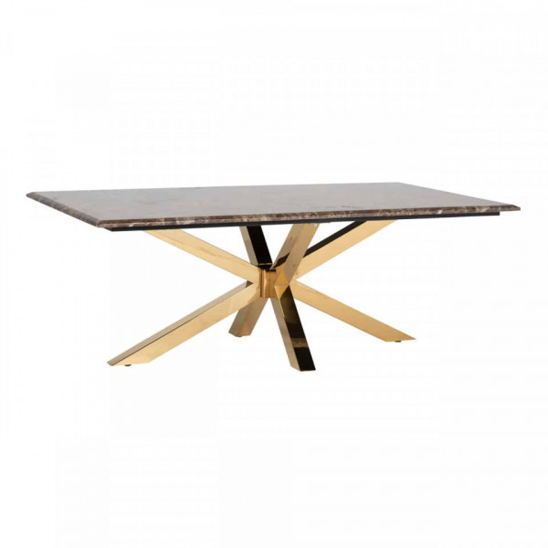 Masuta de cafea dreptunghiulara din marmura Conrad 46x130x70 cm maro/auriu