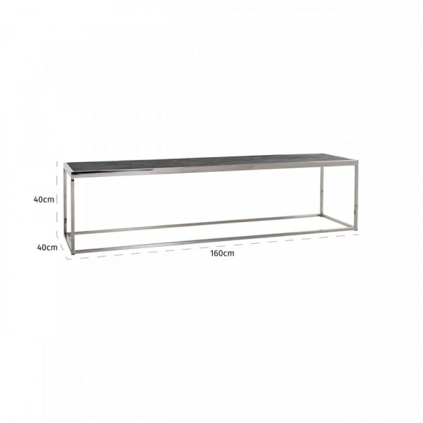 Masuta de cafea dreptunghiulara din otel si stejar Blackbone 160x40x40 negru/argintiu
