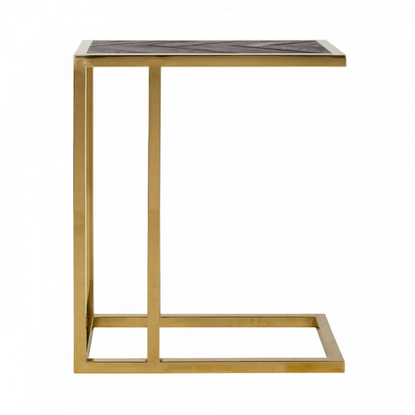 Masuta de cafea dreptunghiulara din stejar si otel Blackbone 60x55x35 cm auriu/negru
