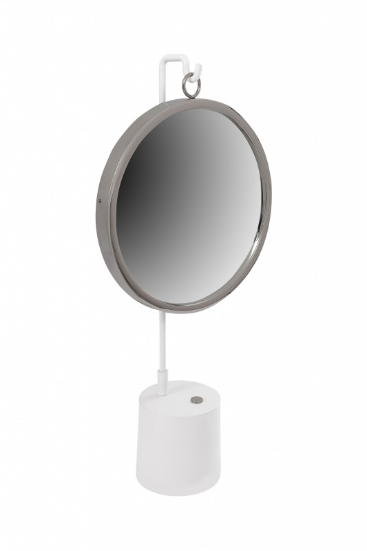 Oglinda rotunda argintiu/alb Elegance 13x30x65 cm