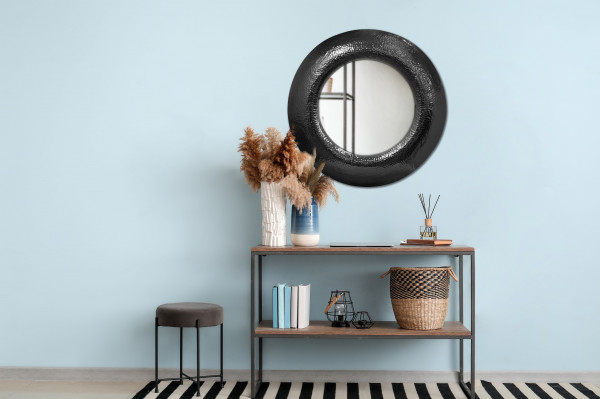 Oglindă rotunda cu rama din fier neagra Duke 75x75x9 cm